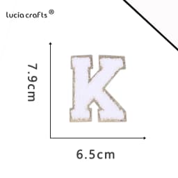 A-Z White Chenille Letter Patches Towel Sequins Clothing Patch Clothes Sew on Applique DIY Garment Hat Decor