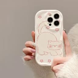 Curly Cat Fundas for Samsung S24 Ultra S23 Plus FE Galaxy A55 A54 A35 A53 A31 A03 A34 A53 A52 A32 A14 A15 A25 A24 A23 A04 Case