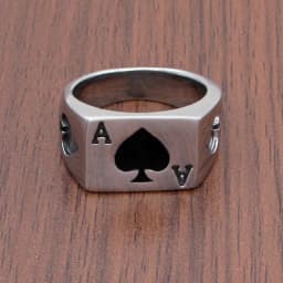 Punk Size 6-14# Silver Color Black Ace of Spades Ring  316L Stainless Steel Classic Poker Heart Letter A Rings