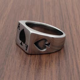 Punk Size 6-14# Silver Color Black Ace of Spades Ring  316L Stainless Steel Classic Poker Heart Letter A Rings