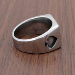 Punk Size 6-14# Silver Color Black Ace of Spades Ring  316L Stainless Steel Classic Poker Heart Letter A Rings