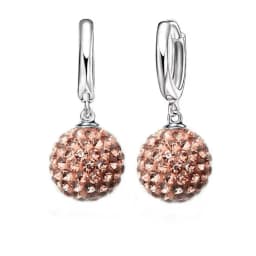 Hot Sale 925 Sterling Silver Earrings Austrian Crystal Pave Disco Ball Hoop Lever Back Huggie Pendientes Women Girls Jewelry