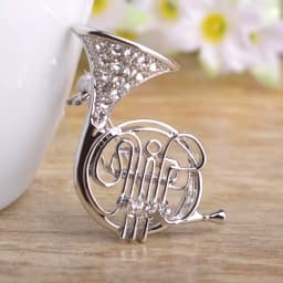 BUCOMEOI Trumpet Shaped Brooches Women Crystal Gold-color Costume Music Brooch Musician Shirts Hijab Pins Corsages