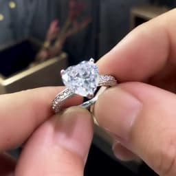 Huitan Luxury Solitaire Women Heart Engagement Rings AAA Pink Cubic Zirconia Proposal Rings For Girlfriend Anniversary Gift
