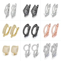 New DIY Earrings Clasps Hooks for Woman Handmade Jewelry Making Accessories Gold Color Brass Zircon Earrings Hook