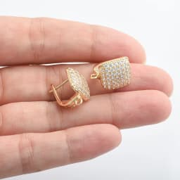 New DIY Earrings Clasps Hooks for Woman Handmade Jewelry Making Accessories Gold Color Brass Zircon Earrings Hook