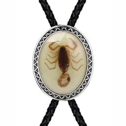 Natural Stone Scorpion Bolo Tie for Man Indian Cowboy Western Cowgirl Leather Rope Zinc Alloy Necktie