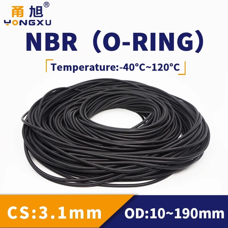 NBR O Ring Seal Gasket Thickness CS3.1mm OD10-190mm Wear Resistant Automobile Petrol Nitrile Rubber O-Ring Waterproof Black.-.