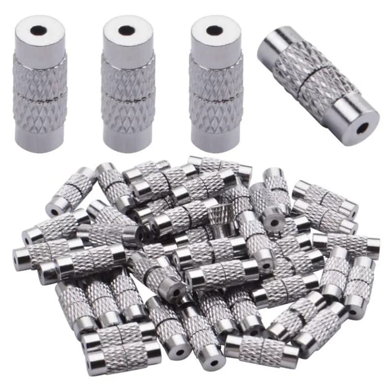20pcs 12x4mm Brass Screw Clasps Barrel Clasps Cord End Caps Jewelry End Tips Connectors for Bracelet Necklace Making Accessories