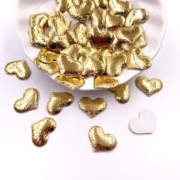 100pcs 20mm Padded Gold Silver Cloth Pretty Heart Appliques Wedding Patches DIY Hair Bow Accessories Craft Supplies