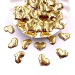 100pcs 20mm Padded Gold Silver Cloth Pretty Heart Appliques Wedding Patches DIY Hair Bow Accessories Craft Supplies