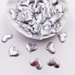 100pcs 20mm Padded Gold Silver Cloth Pretty Heart Appliques Wedding Patches DIY Hair Bow Accessories Craft Supplies