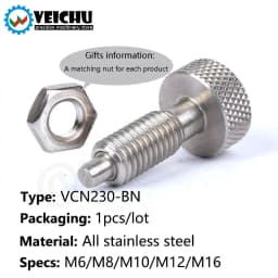 VCN230-BN M6/8/10/12/16 All Stainless Steel Spring Screw Bolts Knurled Knob Index Plungers