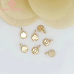 (824)10PCS 4.5x7MM 24K Champagne Gold Color Plated Brass Small Round Star Charms High Quality Diy Jewelry Accessories