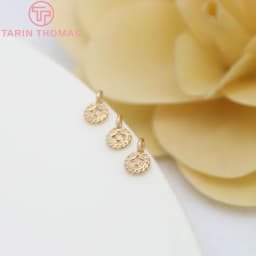 (824)10PCS 4.5x7MM 24K Champagne Gold Color Plated Brass Small Round Star Charms High Quality Diy Jewelry Accessories