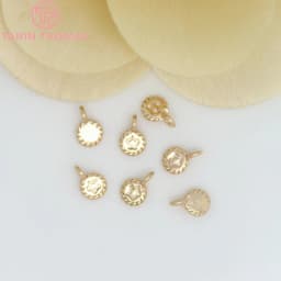 (824)10PCS 4.5x7MM 24K Champagne Gold Color Plated Brass Small Round Star Charms High Quality Diy Jewelry Accessories