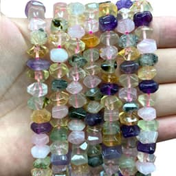 Wholesale 100% Natural Amethysts Lemon Citrines Prehnite Mix Wheel Faceted Stone Beads For Jewelry Making DIY Bracelet 6-11MM