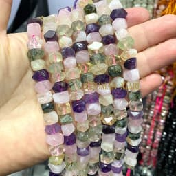Wholesale 100% Natural Amethysts Lemon Citrines Prehnite Mix Wheel Faceted Stone Beads For Jewelry Making DIY Bracelet 6-11MM
