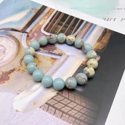 Natural Stone Light Blue Streche Pulserase Bijoux Bracelet Elastic Women Fashion Jewelry Round Loose Beads Created Charms