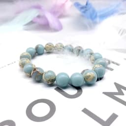 Natural Stone Light Blue Streche Pulserase Bijoux Bracelet Elastic Women Fashion Jewelry Round Loose Beads Created Charms