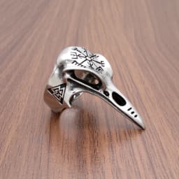 Punk 316L Stainless Steel Men‘s Viking Norse Mythology Odin Crow Raven Ring Nordic Amulet Compass Jewelry Gifts