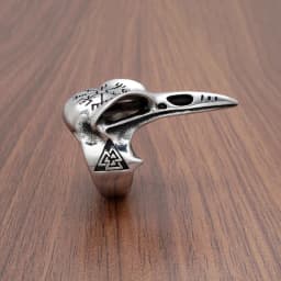 Punk 316L Stainless Steel Men‘s Viking Norse Mythology Odin Crow Raven Ring Nordic Amulet Compass Jewelry Gifts
