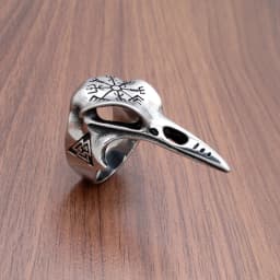 Punk 316L Stainless Steel Men‘s Viking Norse Mythology Odin Crow Raven Ring Nordic Amulet Compass Jewelry Gifts