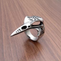 Punk 316L Stainless Steel Men‘s Viking Norse Mythology Odin Crow Raven Ring Nordic Amulet Compass Jewelry Gifts