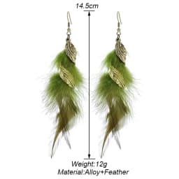 Bohemian Vintage Long Exaggerated Irregular Feather Earrings for Women Ethnic Gold Color Twist Leaf Asymmetry Earrings Jewelry