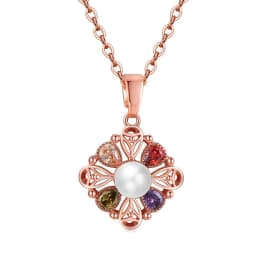 Women's Fashion Shiny Colorful Zircon Pendant Necklaces Multicolor Flower Rose Gold Charming Necklace Pendants Jewelry Best Gift