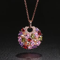 Women's Fashion Shiny Colorful Zircon Pendant Necklaces Multicolor Flower Rose Gold Charming Necklace Pendants Jewelry Best Gift