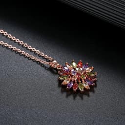 Women's Fashion Shiny Colorful Zircon Pendant Necklaces Multicolor Flower Rose Gold Charming Necklace Pendants Jewelry Best Gift