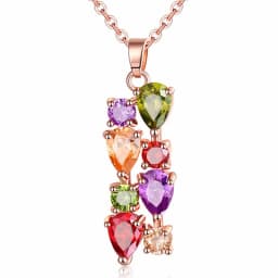 Women's Fashion Shiny Colorful Zircon Pendant Necklaces Multicolor Flower Rose Gold Charming Necklace Pendants Jewelry Best Gift