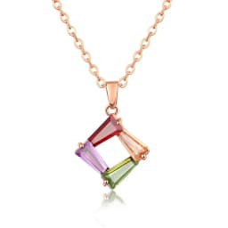 Women's Fashion Shiny Colorful Zircon Pendant Necklaces Multicolor Flower Rose Gold Charming Necklace Pendants Jewelry Best Gift