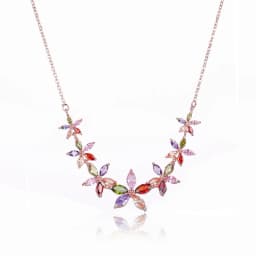 Women's Fashion Shiny Colorful Zircon Pendant Necklaces Multicolor Flower Rose Gold Charming Necklace Pendants Jewelry Best Gift