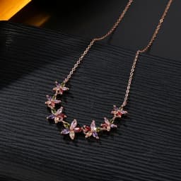 Women's Fashion Shiny Colorful Zircon Pendant Necklaces Multicolor Flower Rose Gold Charming Necklace Pendants Jewelry Best Gift