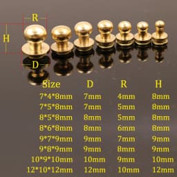 10pcs Solid Brass Sam Browne Style ball Rivets Sam Brown Button Round Head Ball Post Studs Buckle DIY Leather Craft Accessories