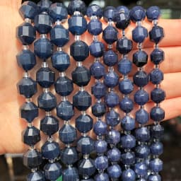 Natural Faceted Dark Blue Sapphire Stone Beads Olive Shape Loose Spacer Beads For DIY Jewelry Making Bracelet Accessories 15''
