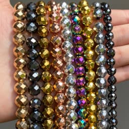 Natural Hematite Stone Beads Rose Gold Silver Color Faceted Loose Spacer Beads For Jewelry DIY Making Bracelet Accessories 15''