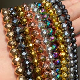 Natural Hematite Stone Beads Rose Gold Silver Color Faceted Loose Spacer Beads For Jewelry DIY Making Bracelet Accessories 15''