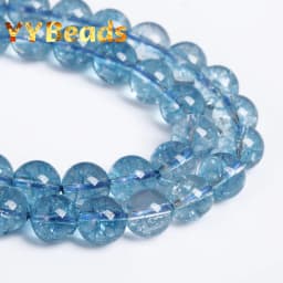 5A Quality Natural Light Blue Topazs Beads Blue Crackle Crystal Loose Beads For Jewelry Making Bracelets Women Necklaces 4-12mm
