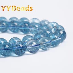 5A Quality Natural Light Blue Topazs Beads Blue Crackle Crystal Loose Beads For Jewelry Making Bracelets Women Necklaces 4-12mm