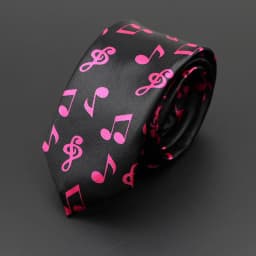 Classic Fashion Men's Music Tie Holiday Festival Printed Piano Guitar Smiling Face Polyester 5cm Width Black Wihte Necktie Gift