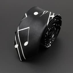 Classic Fashion Men's Music Tie Holiday Festival Printed Piano Guitar Smiling Face Polyester 5cm Width Black Wihte Necktie Gift