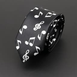 Classic Fashion Men's Music Tie Holiday Festival Printed Piano Guitar Smiling Face Polyester 5cm Width Black Wihte Necktie Gift