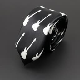 Classic Fashion Men's Music Tie Holiday Festival Printed Piano Guitar Smiling Face Polyester 5cm Width Black Wihte Necktie Gift