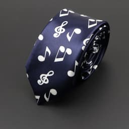 Classic Fashion Men's Music Tie Holiday Festival Printed Piano Guitar Smiling Face Polyester 5cm Width Black Wihte Necktie Gift