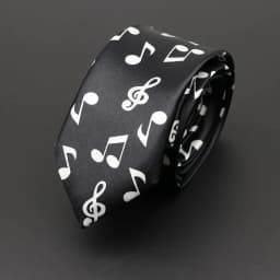 Classic Fashion Men's Music Tie Holiday Festival Printed Piano Guitar Smiling Face Polyester 5cm Width Black Wihte Necktie Gift