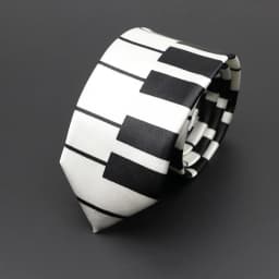 Classic Fashion Men's Music Tie Holiday Festival Printed Piano Guitar Smiling Face Polyester 5cm Width Black Wihte Necktie Gift