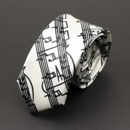 Classic Fashion Men's Music Tie Holiday Festival Printed Piano Guitar Smiling Face Polyester 5cm Width Black Wihte Necktie Gift